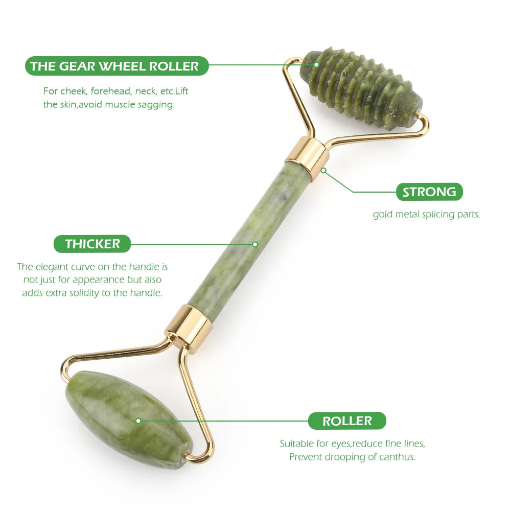 Premium Gua Sha & Jade Roller Set – Natural Facial Rejuvenation