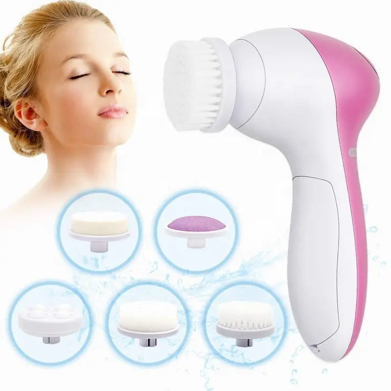 GlowPro 5-in-1 Electric Facial Cleansing Brush – Spa Skin Care System