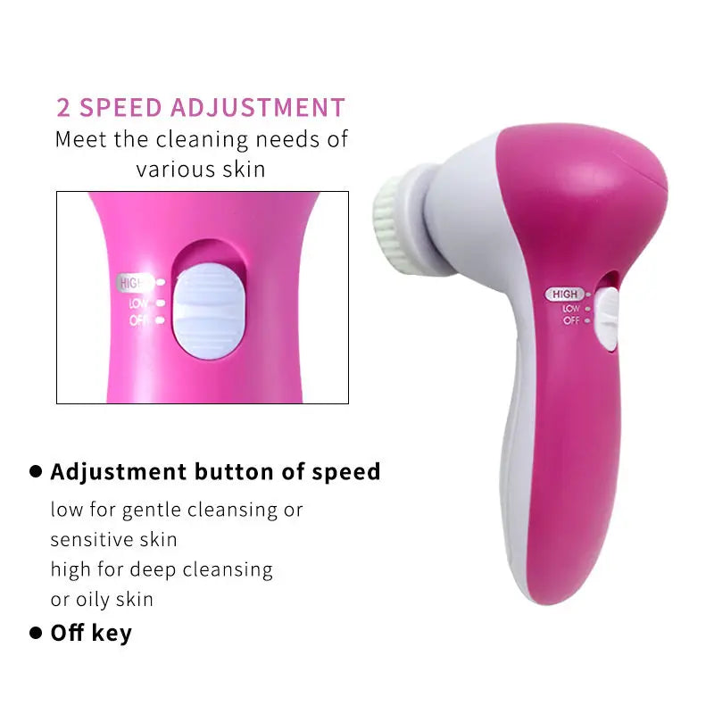 GlowPro 5-in-1 Electric Facial Cleansing Brush – Spa Skin Care System